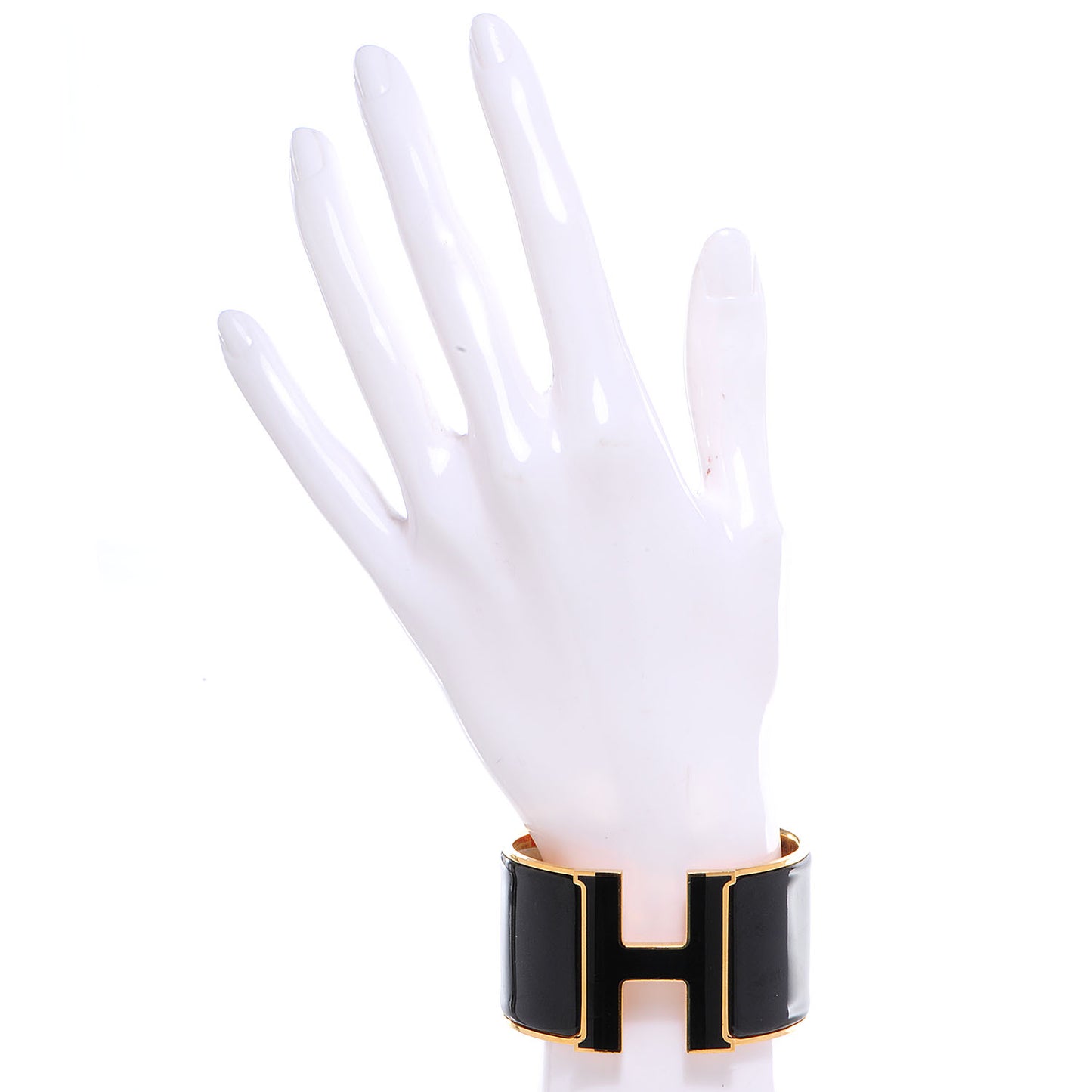 Enamel Extra Wide Clic Clac H Bracelet PM Black