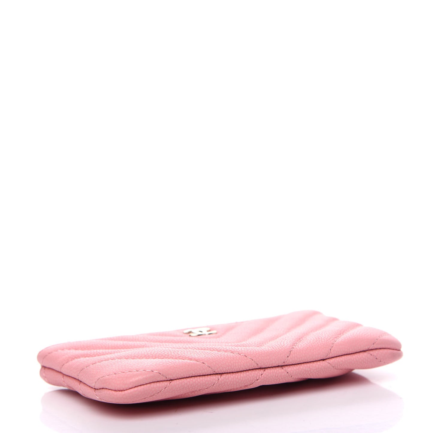 Flat Caviar Chevron Quilted Small Cosmetic Case Pink