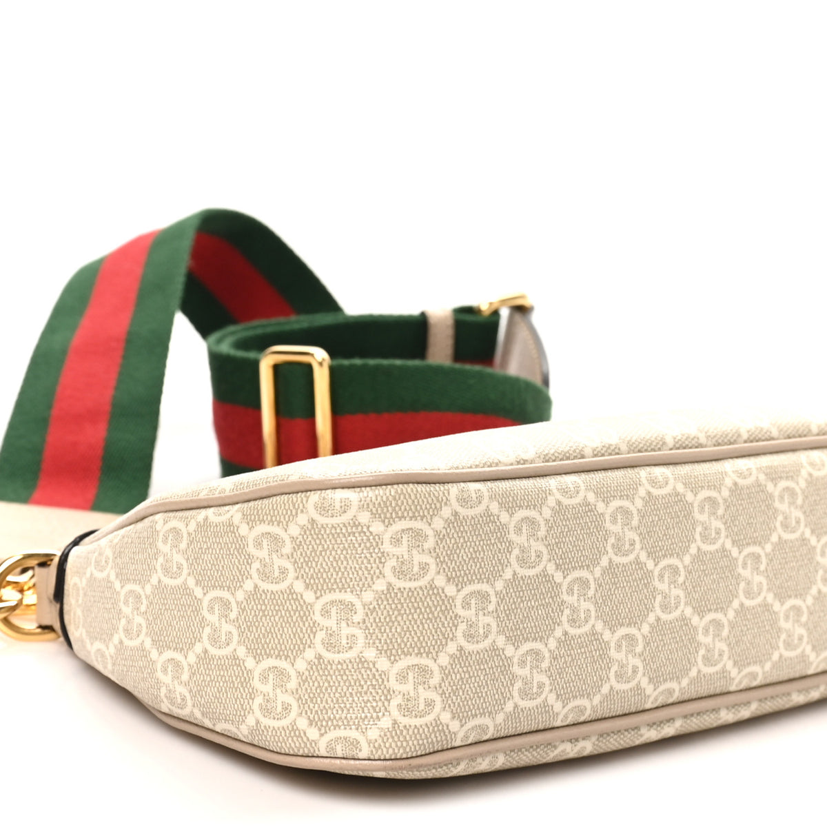 Gucci GG Supreme Monogram Textured Dollar Calfskin Web Small Ophidia GG Handbag Beige Mystic White Oatmeal 9 of 10
