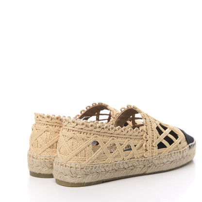 Chanel Raffia Fabric CC Espadrilles 38 Beige Black 4 of 10