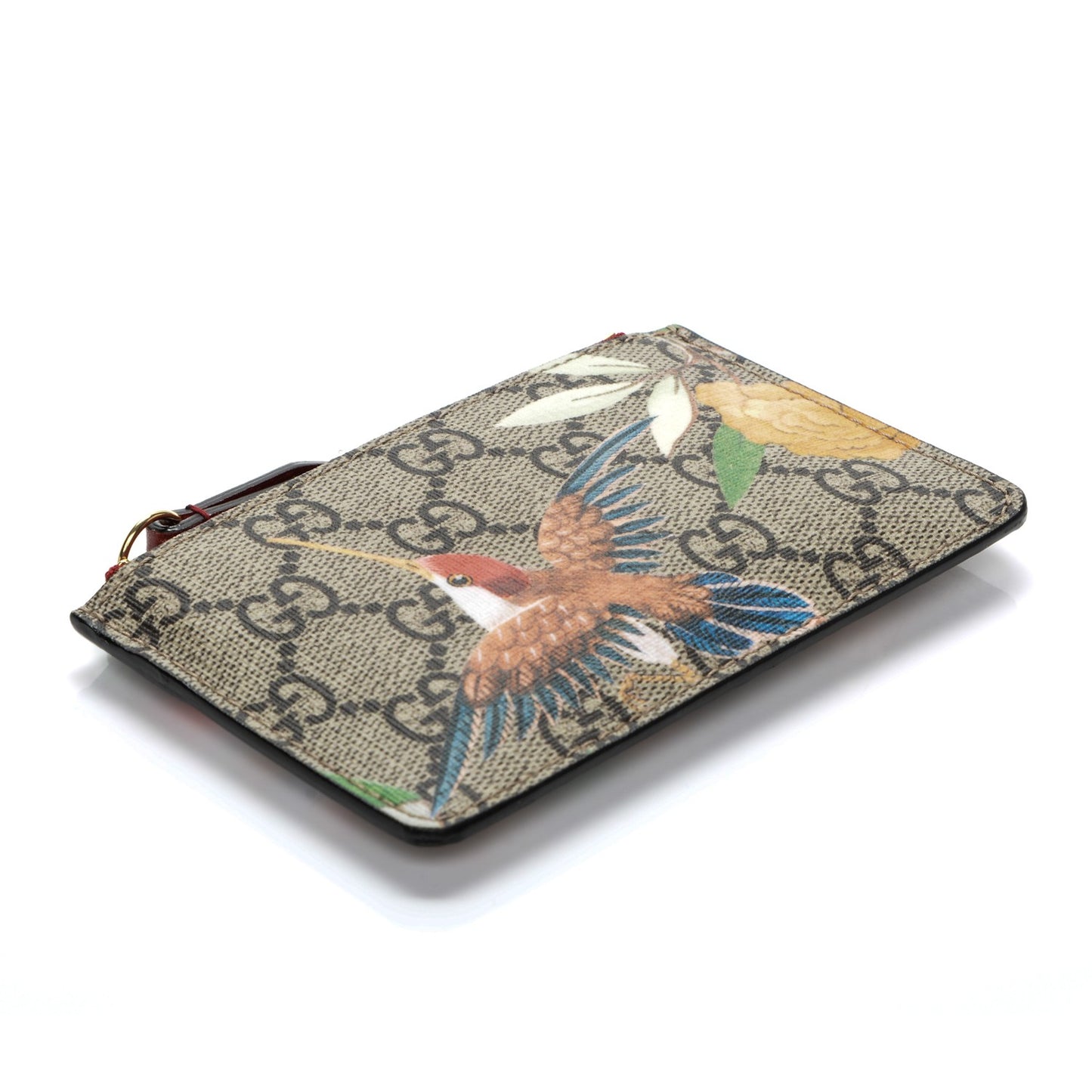 GG Supreme Monogram Tian Key Case Beige Multicolor Red