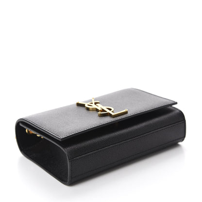 Saint Laurent Grain De Poudre Small Monogram Kate Satchel Black 4 of 12