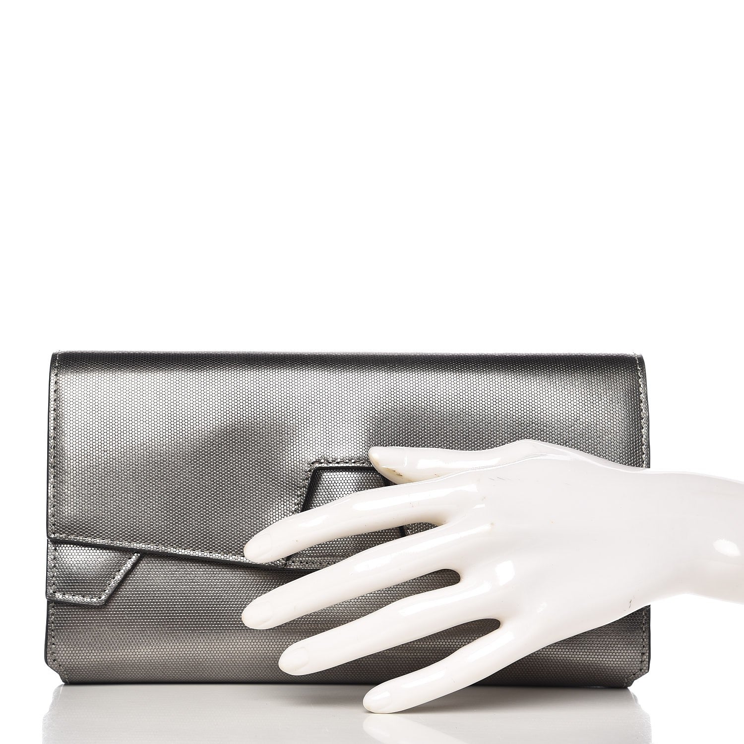 Alexander Wang Metallic Calfskin Lydia Fold Over Clutch Bag Gunmetal 2 of 7