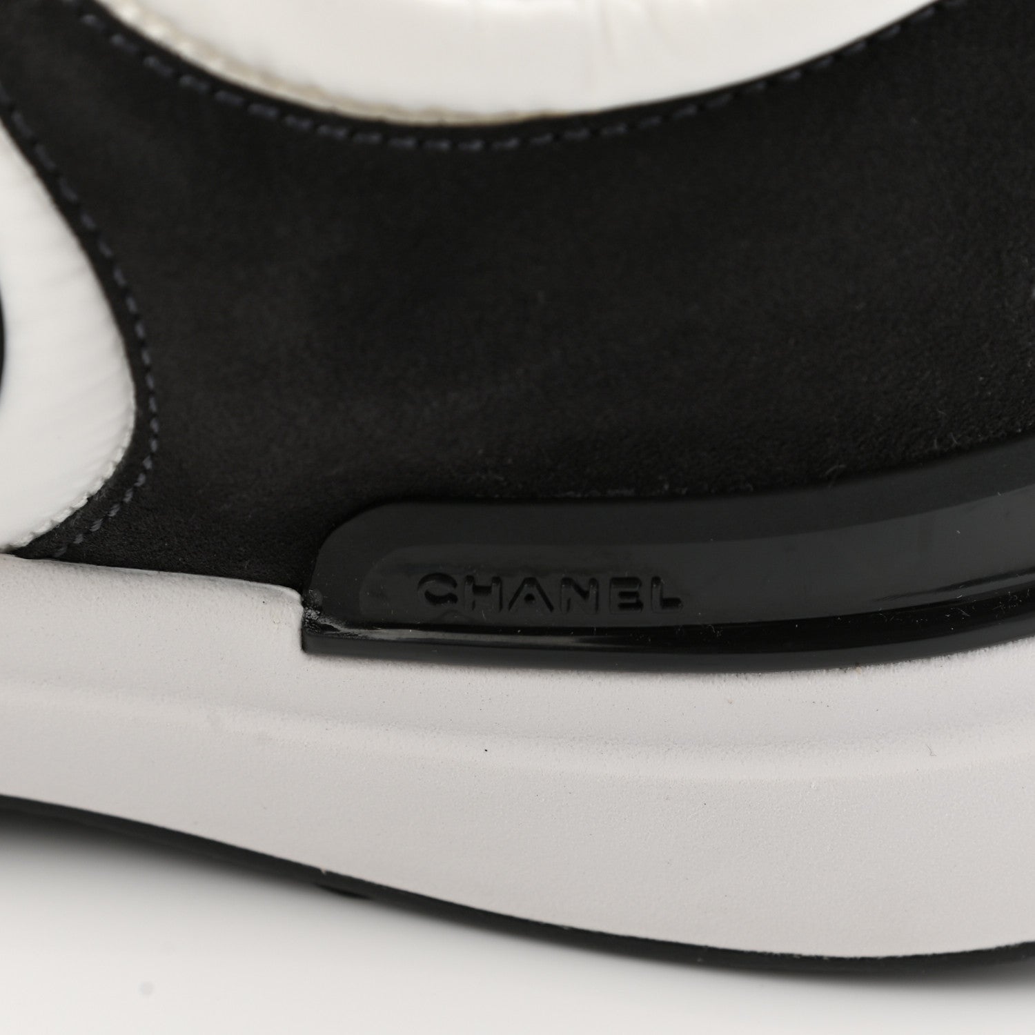 Chanel Nylon Suede Calfskin CC Sneakers 41 White Dark Grey 6 of 9