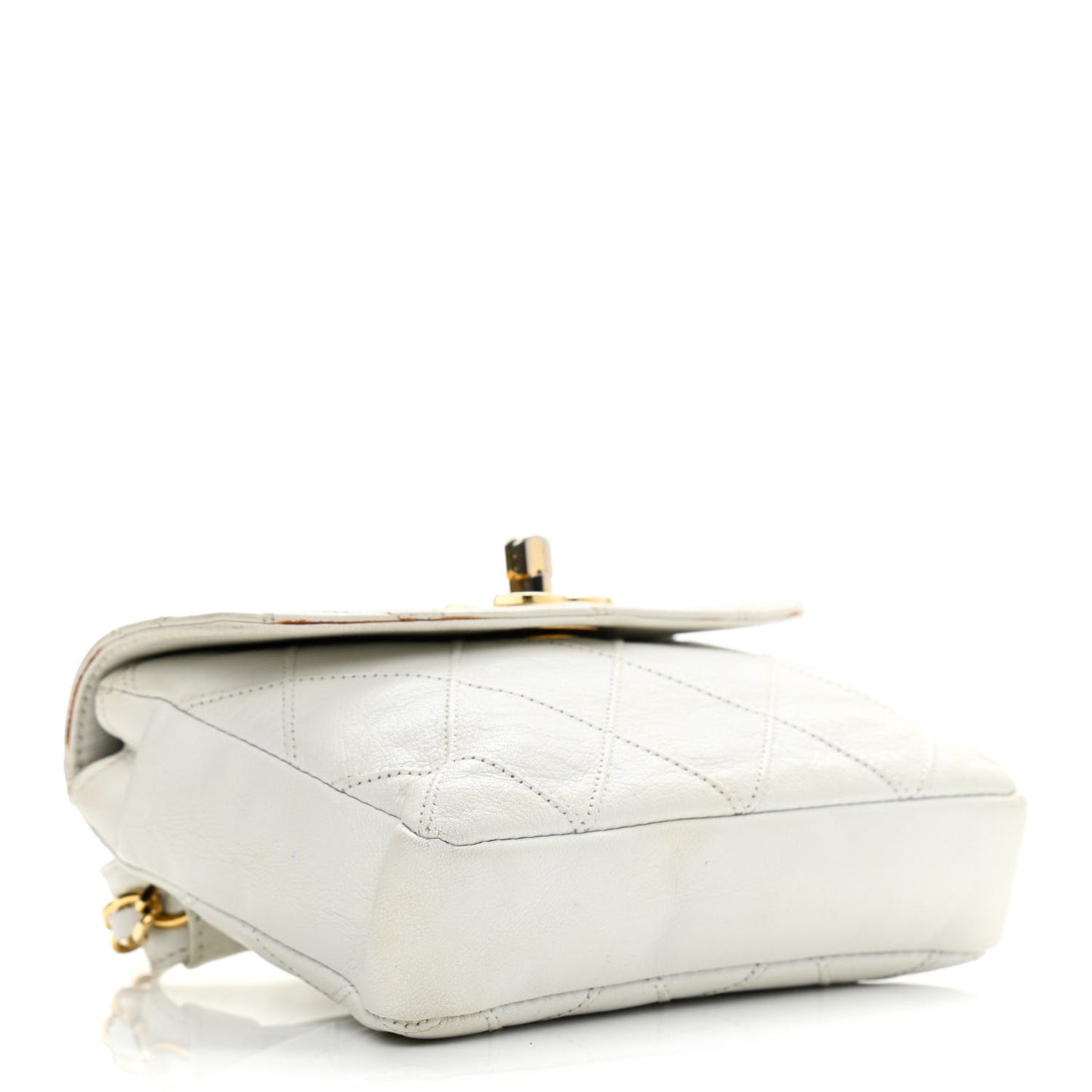 Lambskin Quilted Flap Waist Belt Bag 70 28 White