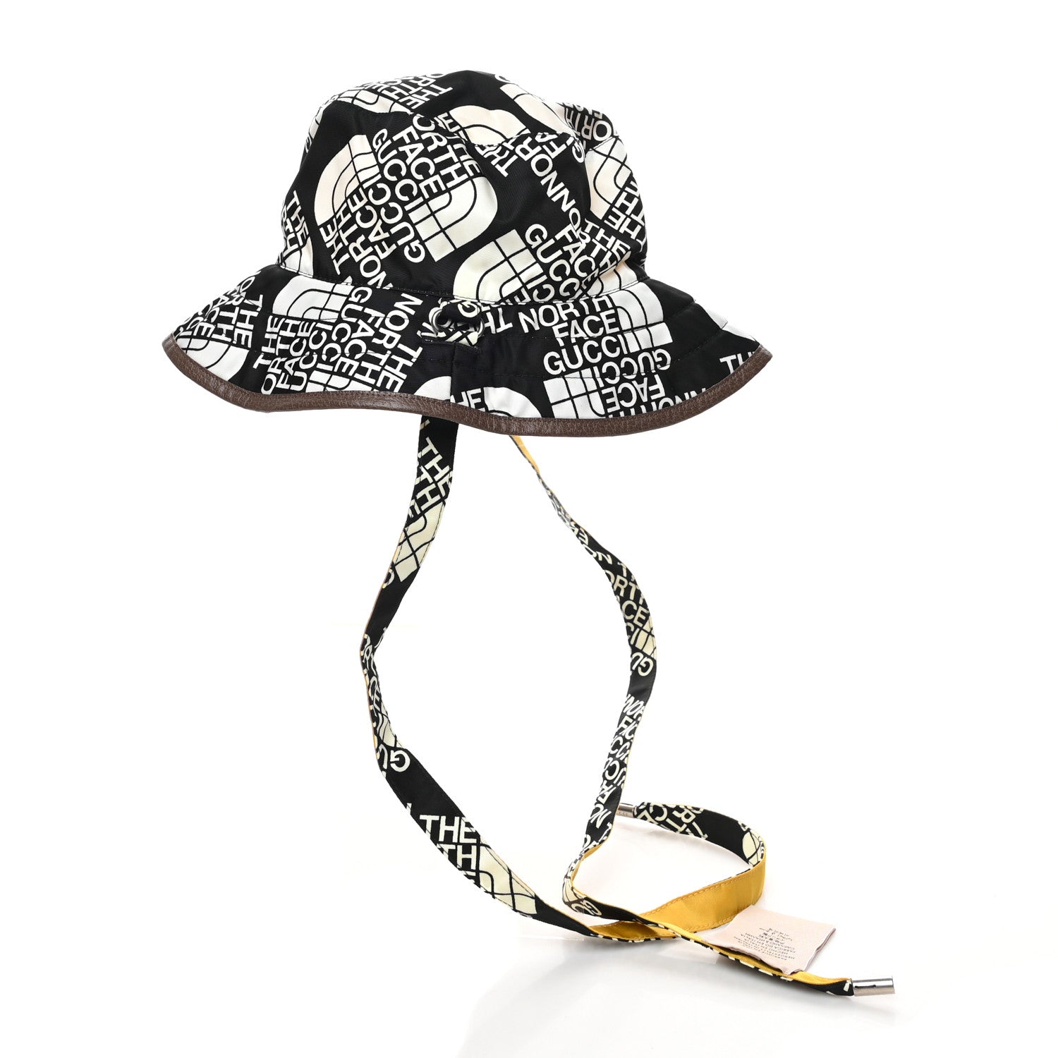 Gucci X THE NORTH FACE Nylon Reversible Self-Tie Bucket Hat Black Yellow 4 of 14