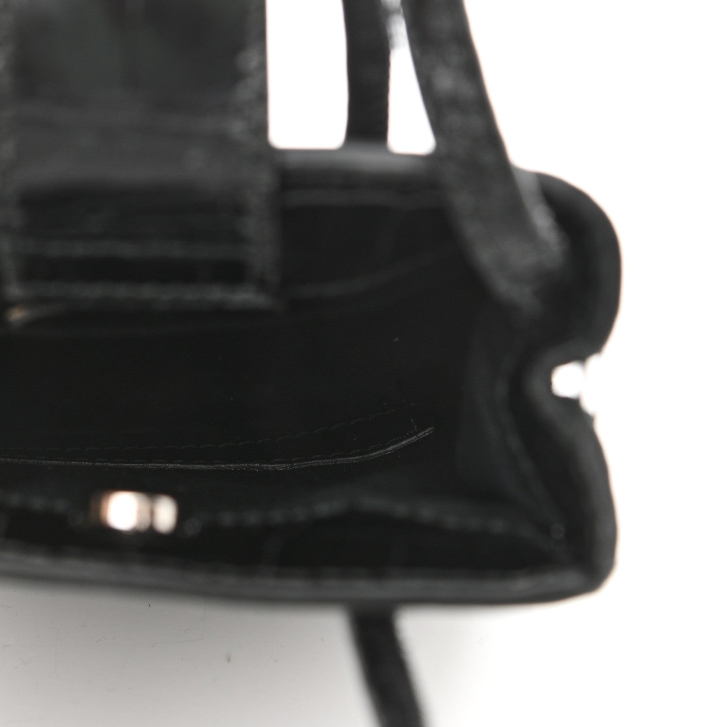 Balenciaga Calfskin Crocodile Embossed Logo Shopping Phone Holder Bag Black 5 of 11