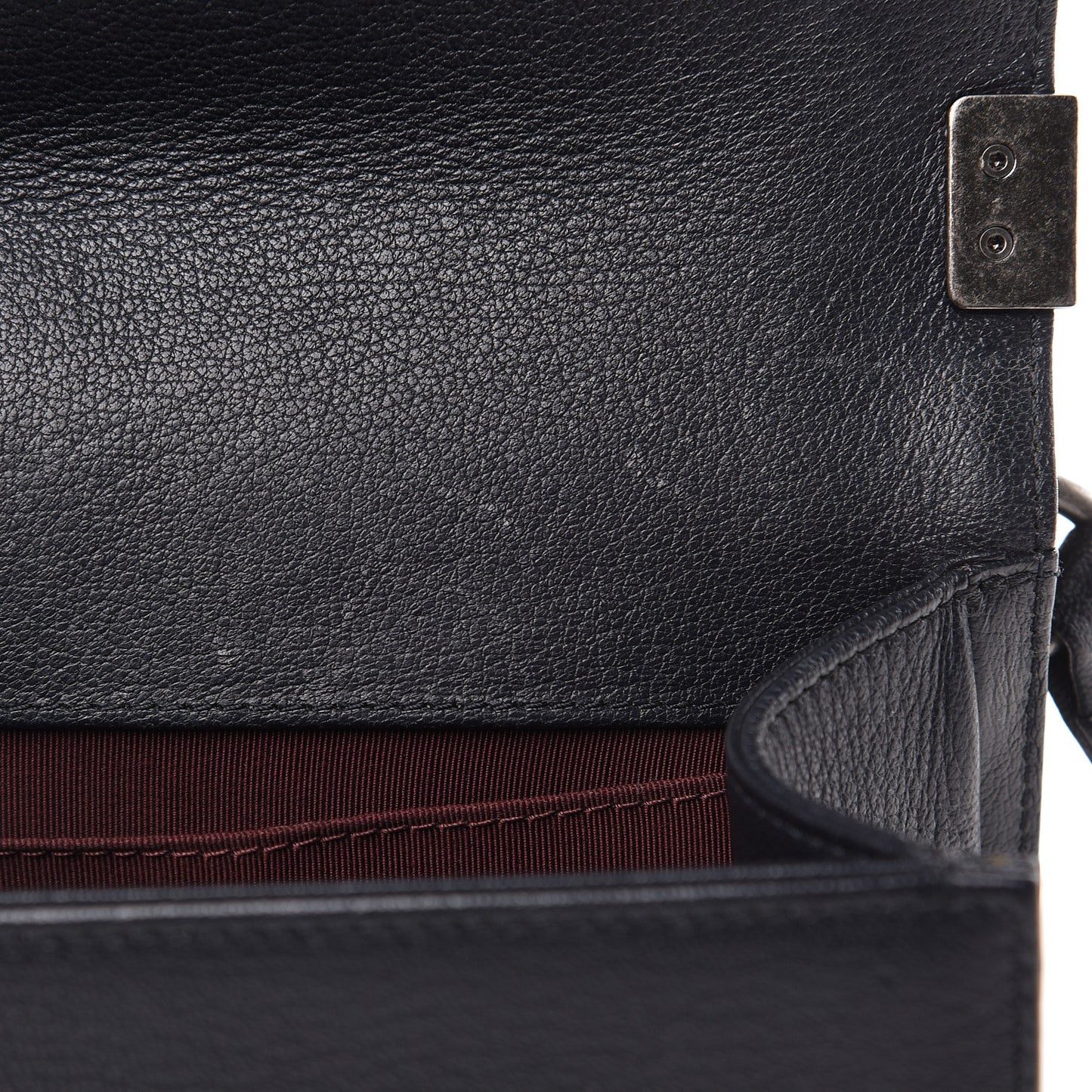Goatskin Quilted Patent Medium Duo Boy Flap Black