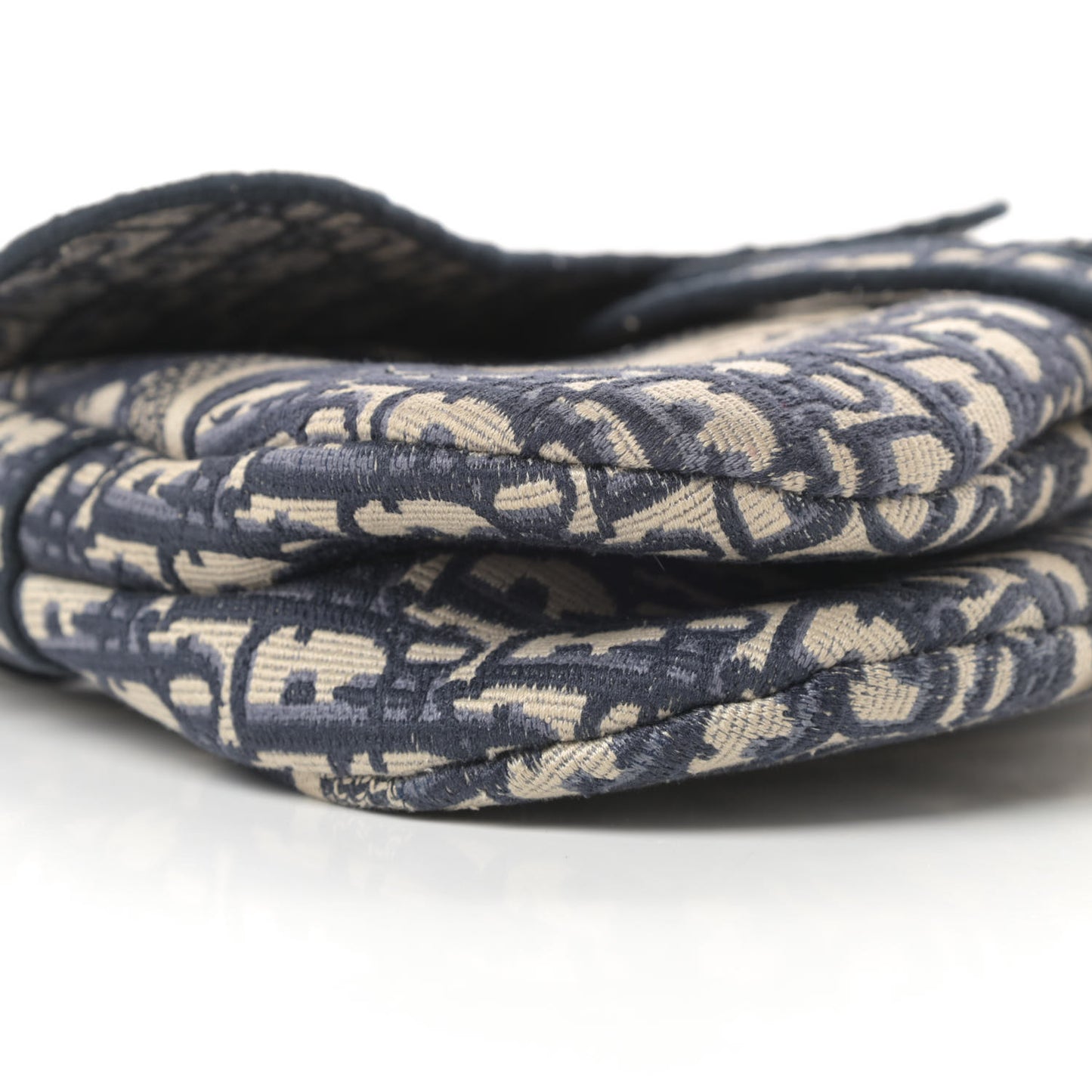 Oblique Embroidered Saddle Bag Blue