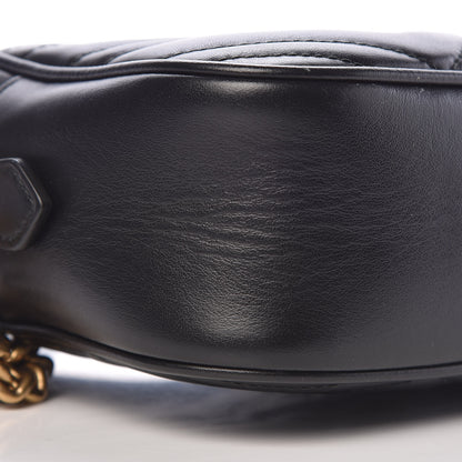 Gucci Calfskin Matelasse Small GG Marmont Chain Shoulder Bag Black 9 of 12