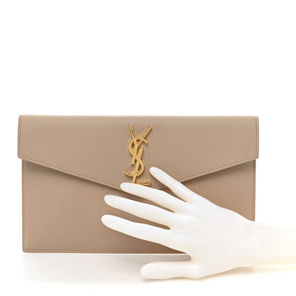 Saint Laurent Grain De Poudre Uptown Pouch Dark Beige 2 of 9