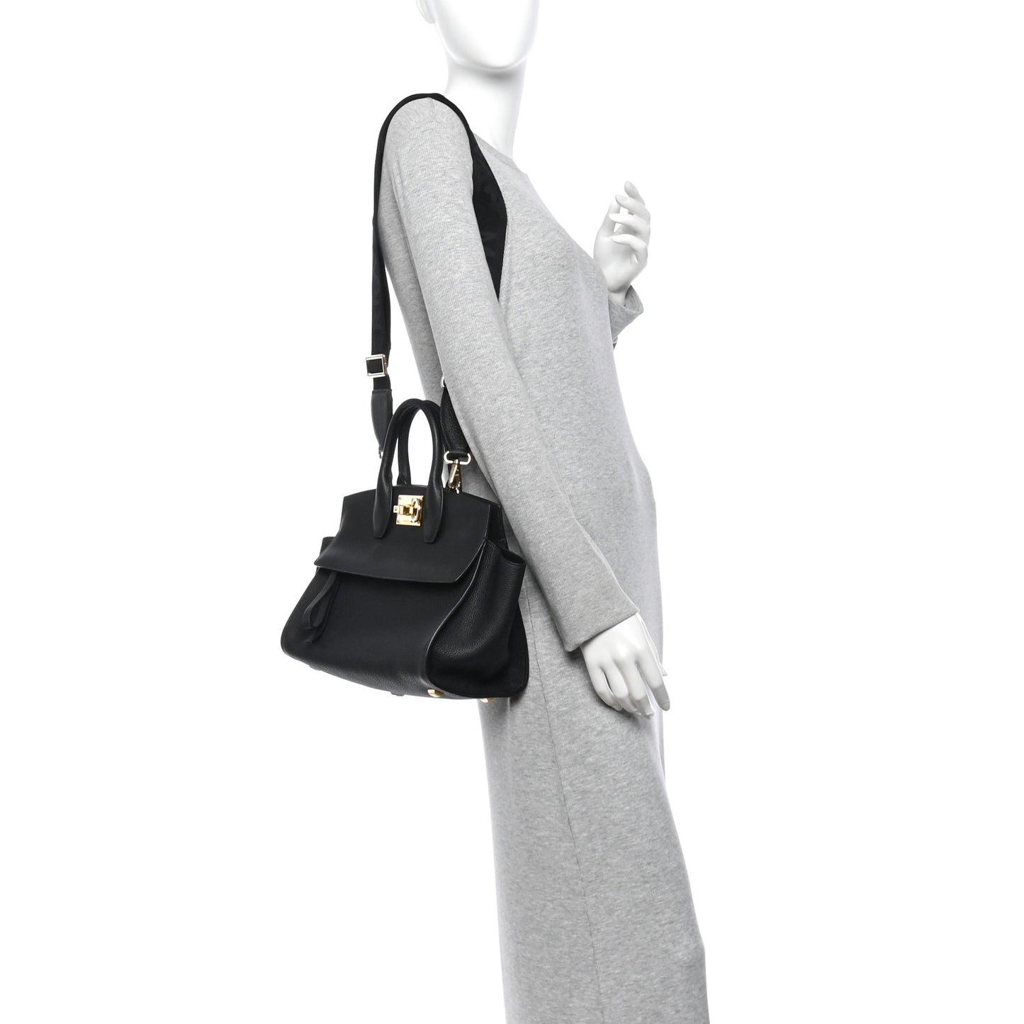 Calfskin Medium Studio Soft Bag Black