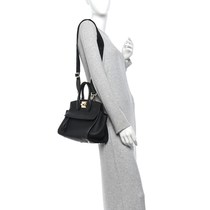 Salvatore Ferragamo Calfskin Medium Studio Soft Bag Black 2 of 10