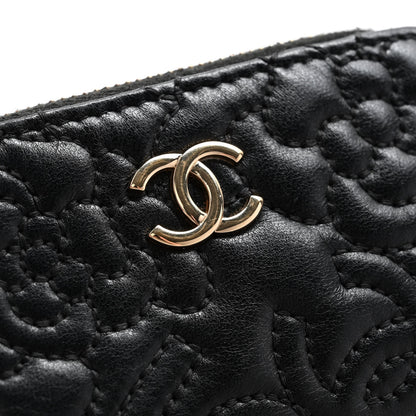 Chanel Lambskin Camellia Embossed Key Holder Case Black 9 of 10