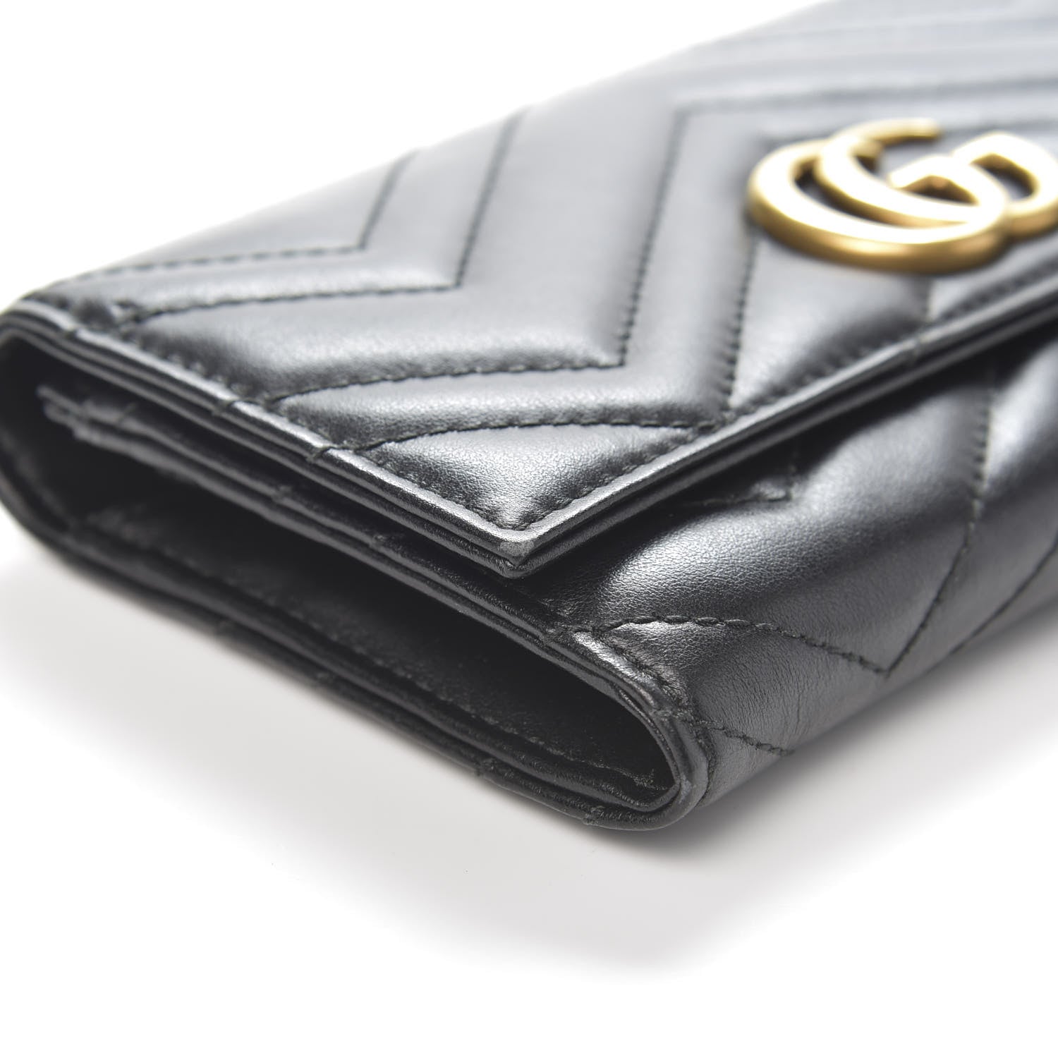 Gucci Calfskin Matelasse GG Marmont Continental Wallet Black 8 of 9