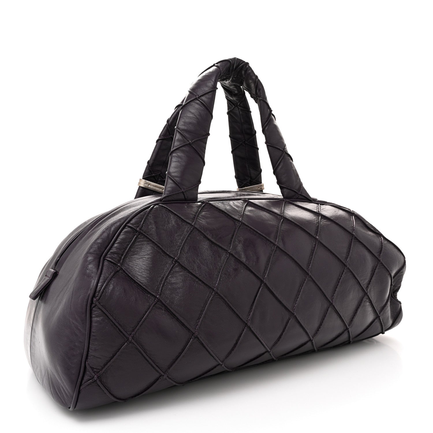 Chanel Lambskin Quilted Large Bowler Purple 3 of 12
