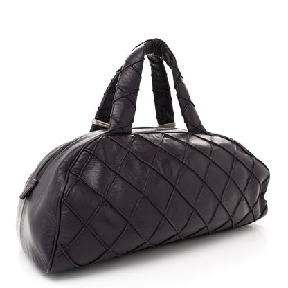 Chanel Lambskin Quilted Large Bowler Purple 3 of 12