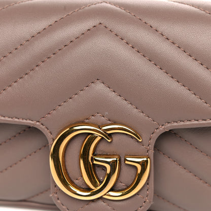 Gucci Calfskin Matelasse Super Mini GG Marmont Shoulder Bag Porcelain Rose 10 of 17