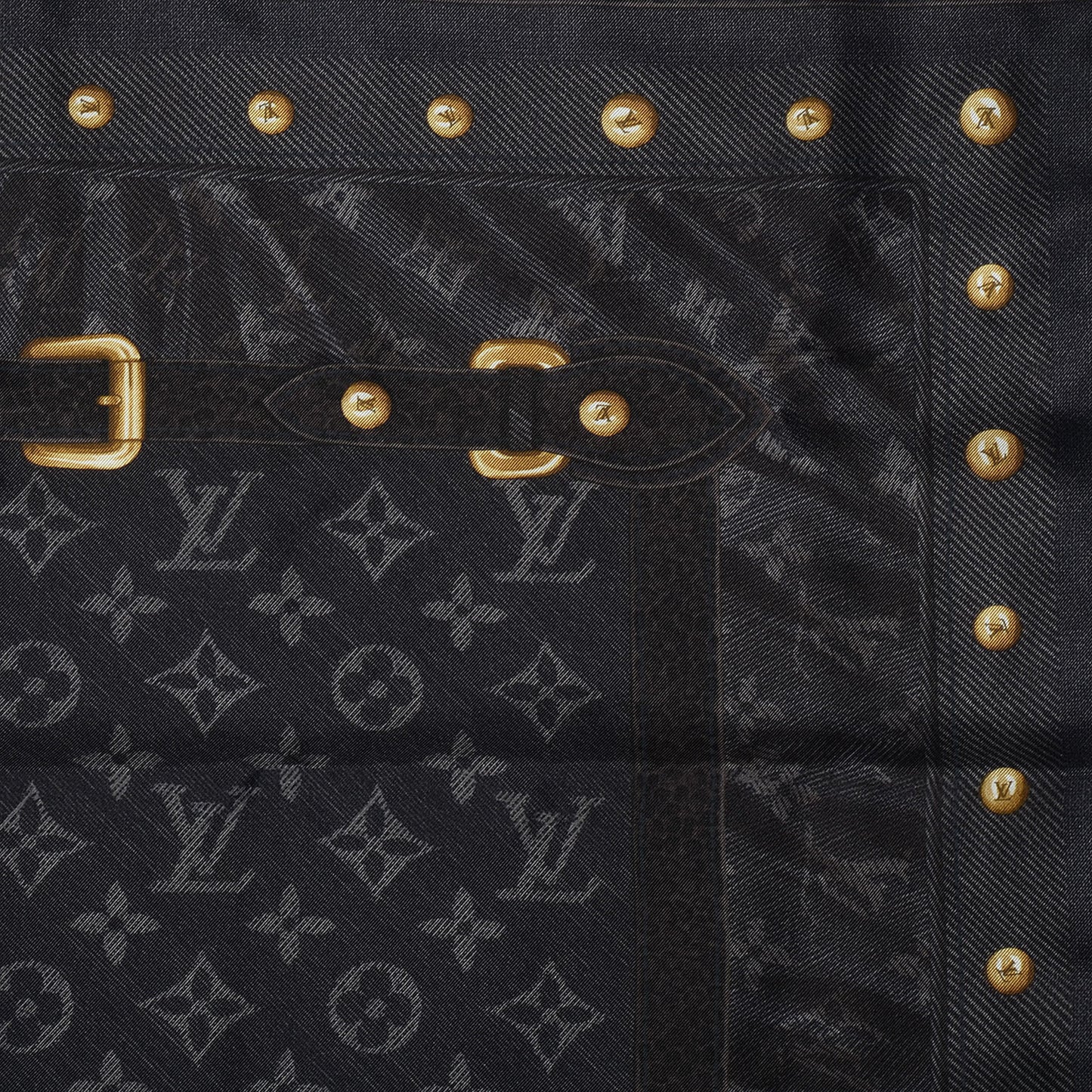 Silk Monogram New Denim Bandana Scarf Black