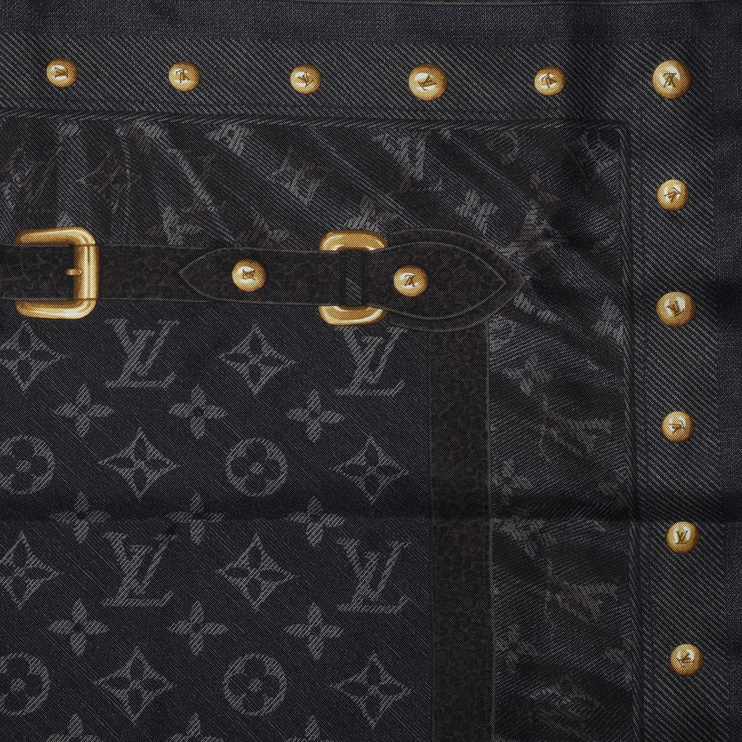 Louis Vuitton Silk Monogram New Denim Bandana Scarf Black 1 of 5