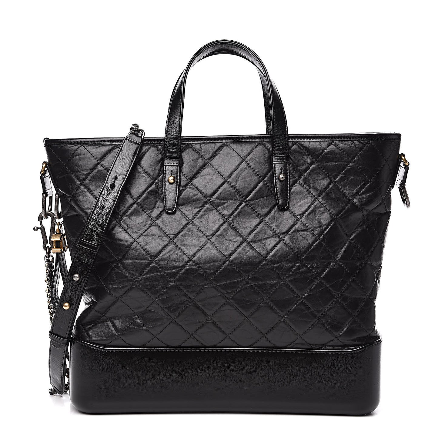 Calfskin Quilted Large Gabrielle Shopping Tote Black