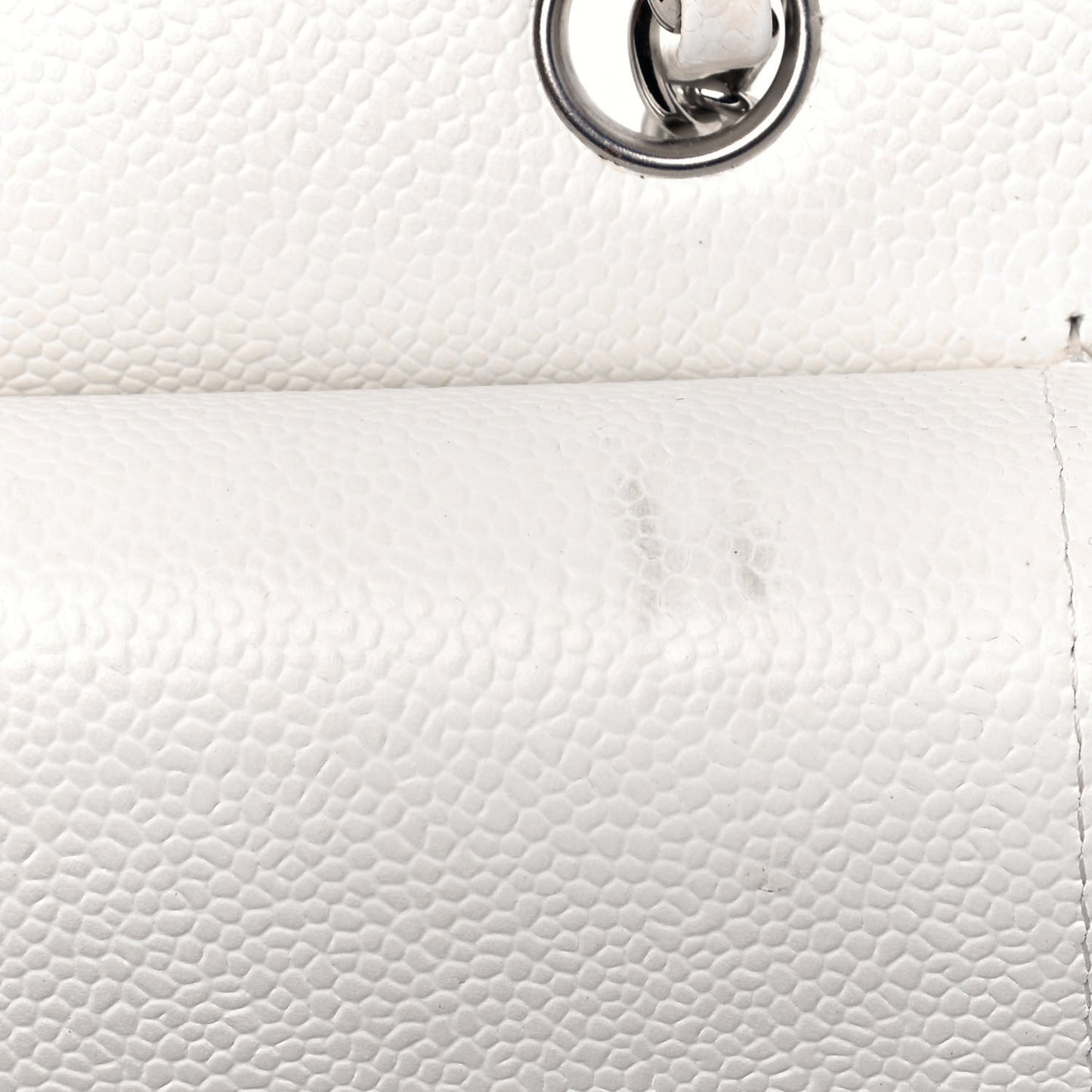 Caviar Quilted Medium Double Flap White