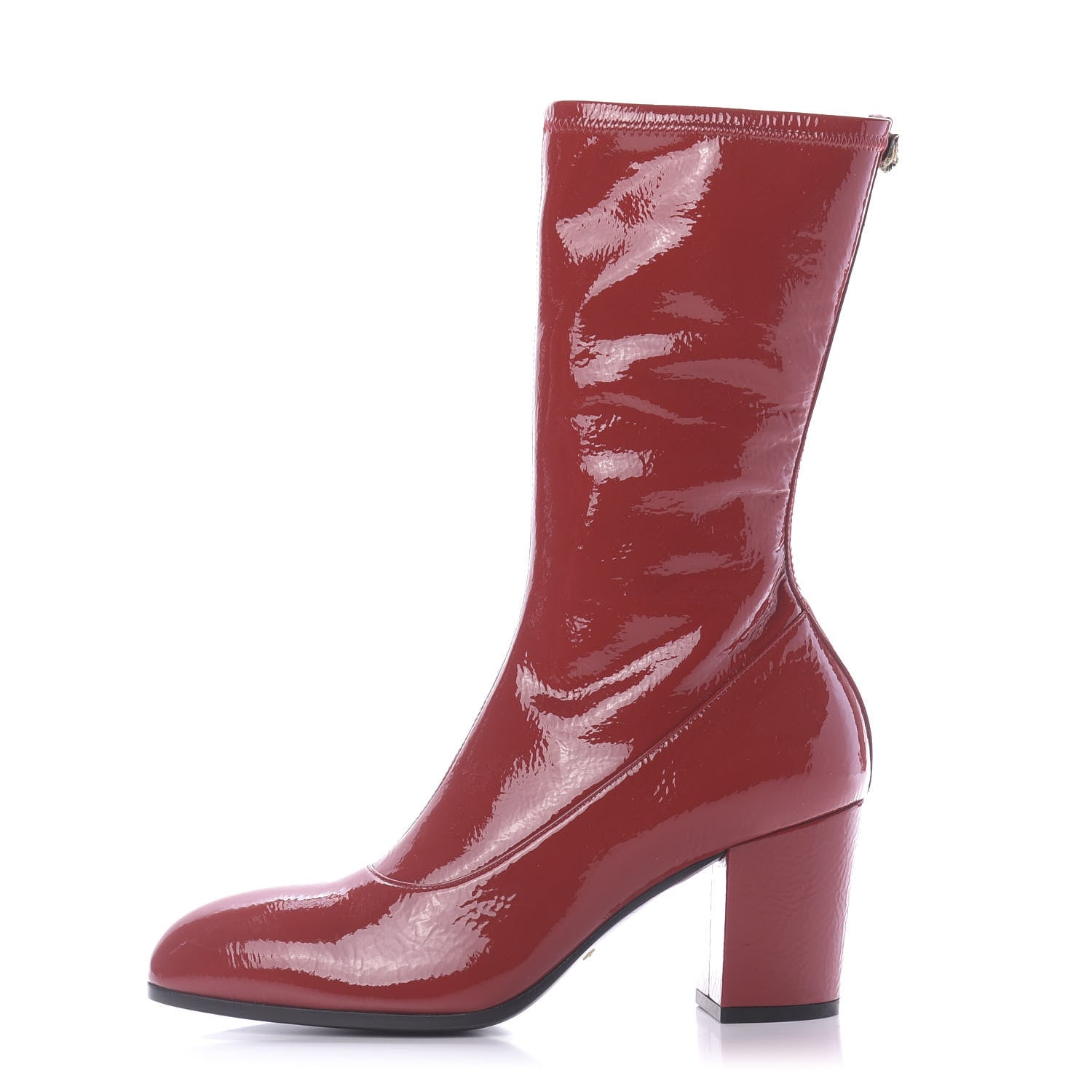 Gucci Patent Calfskin Stretch Boots 37.5 Hibiscus Red 1 of 8
