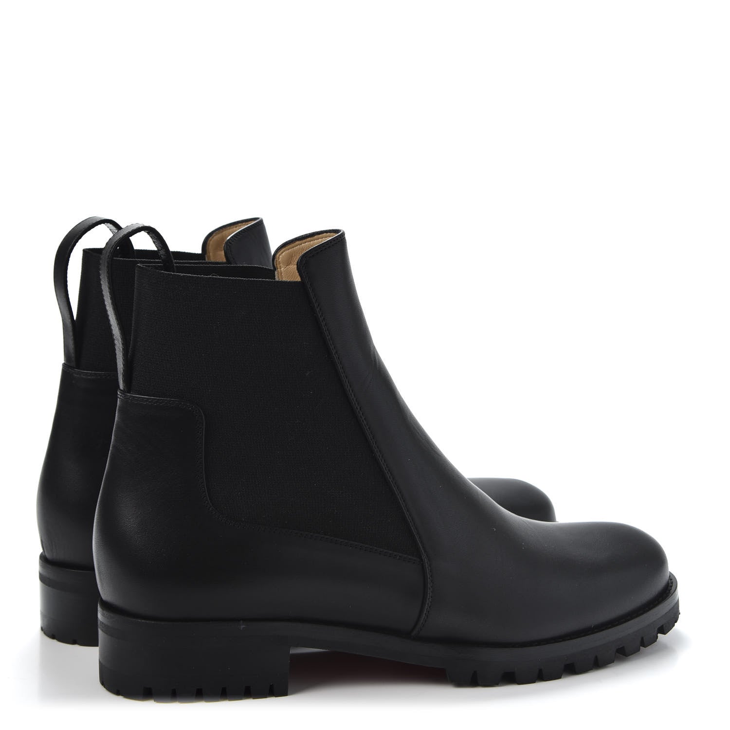Christian Louboutin Calfskin Marchacroche Flat Chelsea Boots 37.5 Black 4 of 9