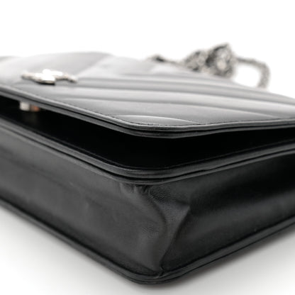 Chanel Lambskin Chevron Quilted Wallet On Chain WOC Black 11 of 12