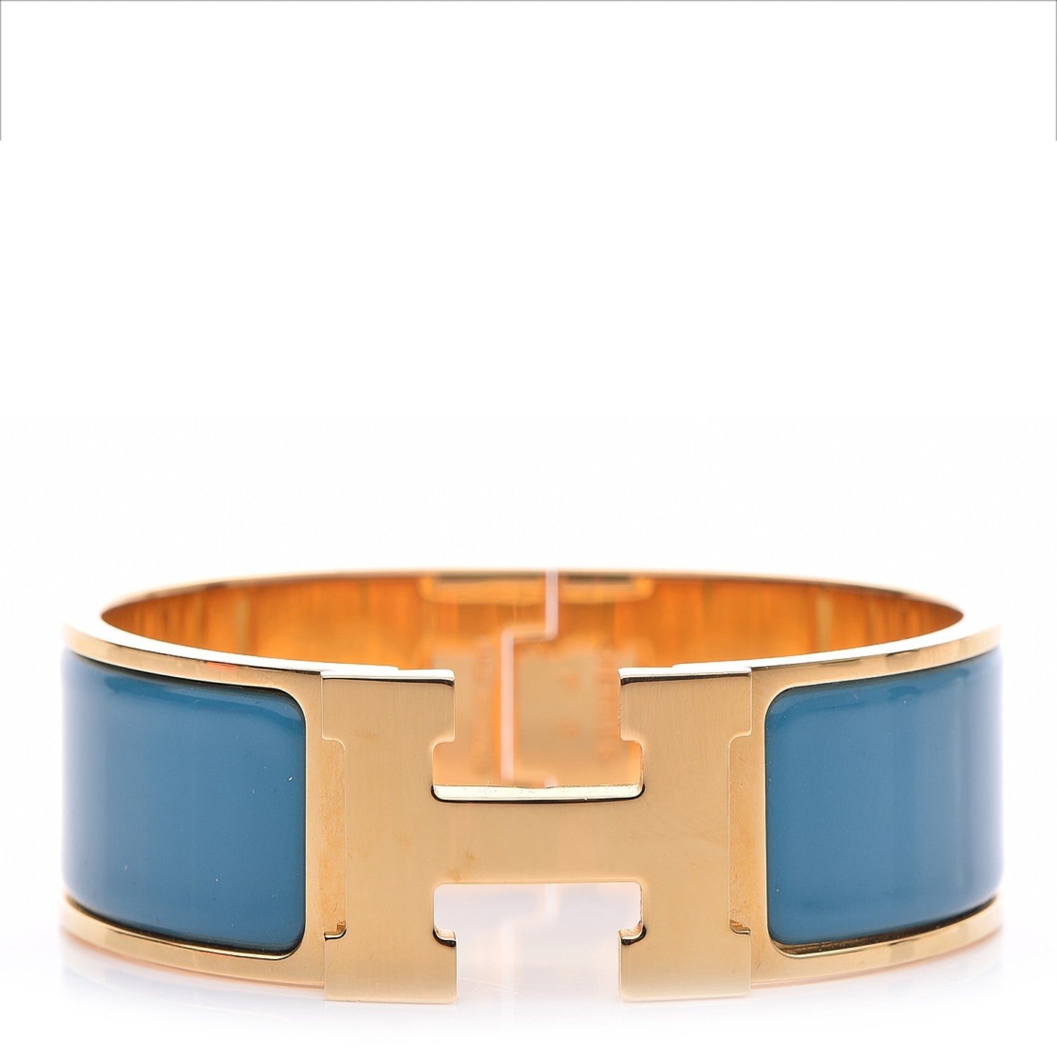 Hermes Enamel Wide Clic Clac H Bracelet PM Bleu Indien 1 of 7