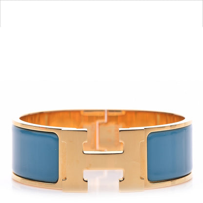Hermes Enamel Wide Clic Clac H Bracelet PM Bleu Indien 1 of 7