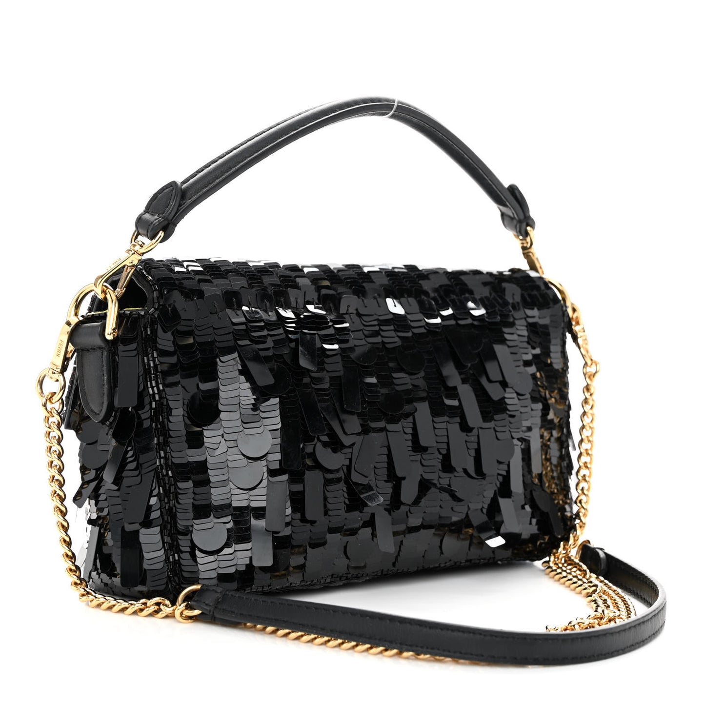 Sequin Paillettes Vitello Grace Sex and the City Mini Baguette Black