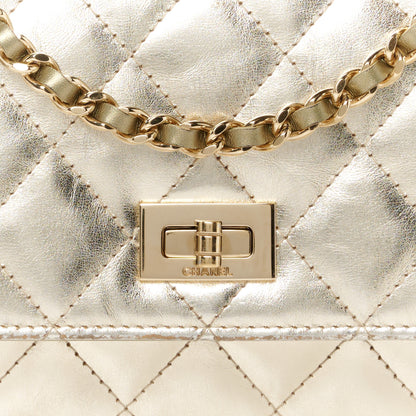 Chanel Metallic Aged Calfskin Quilted Reissue Wallet On Chain WOC Green 9 of 11