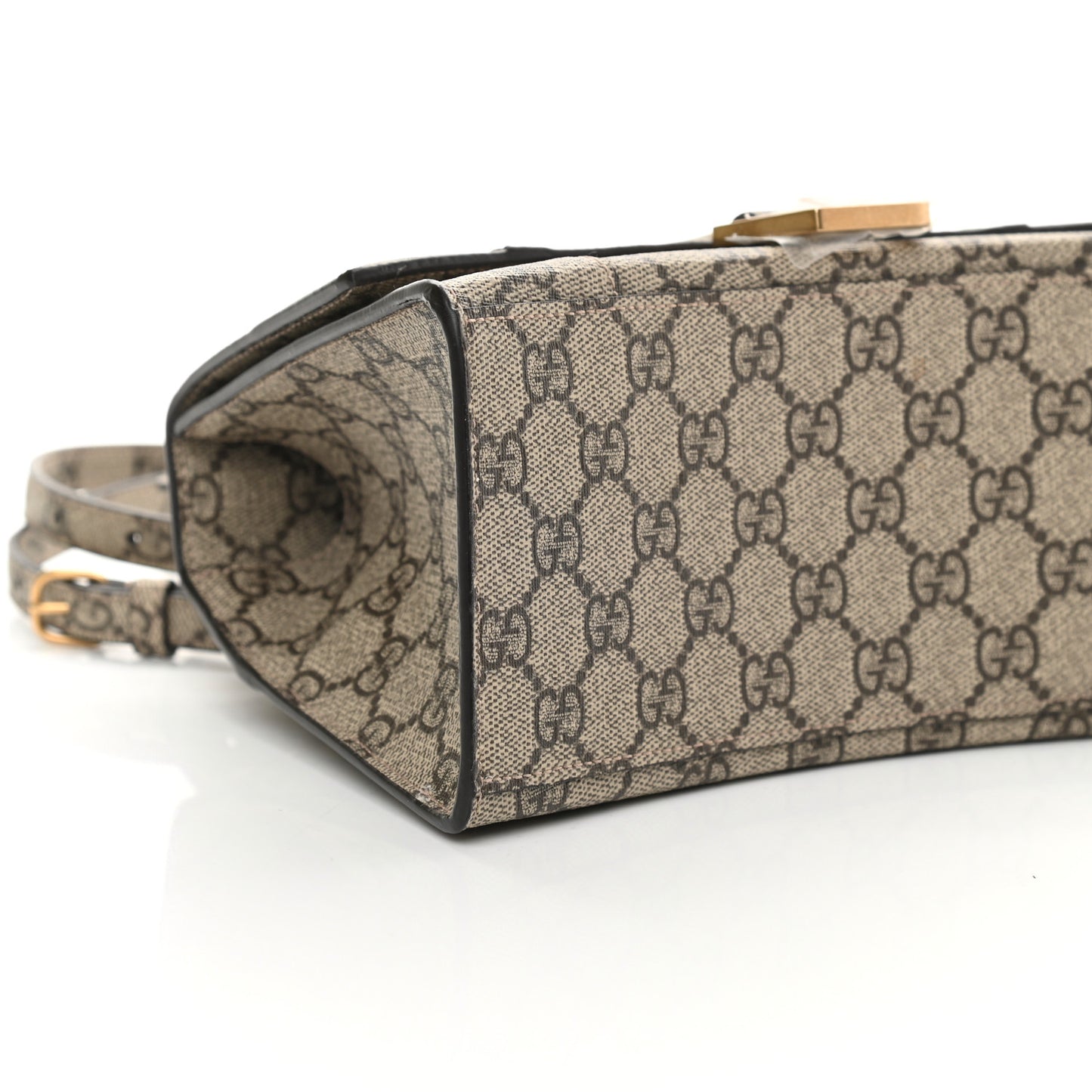 X GUCCI GG Supreme Monogram Small Hourglass Top Handle Bag Beige Ebony