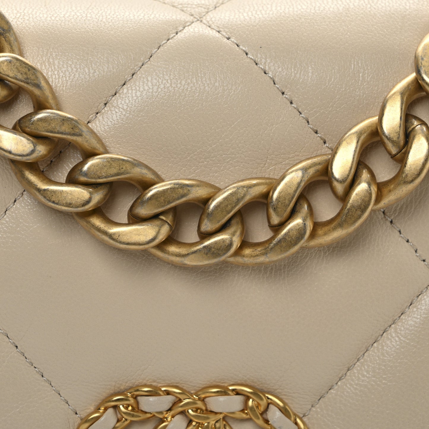 Lambskin Quilted Medium Chanel 19 Flap Beige