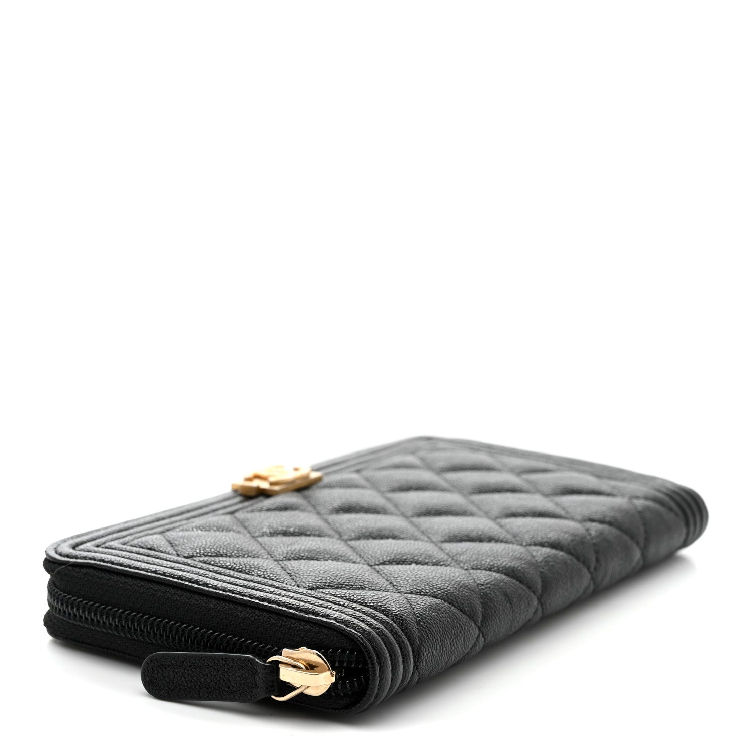Chanel Caviar Quilted Boy Long Zip Around Wallet Black 4 of 9
