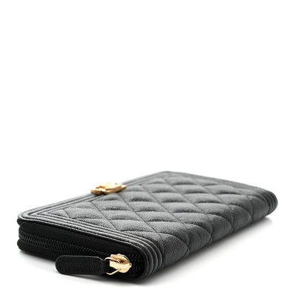 Chanel Caviar Quilted Boy Long Zip Around Wallet Black 4 of 9