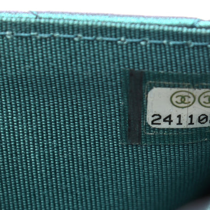 Chanel Iridescent Lambskin Quilted Flap Card Holder Turquoise 15 of 16