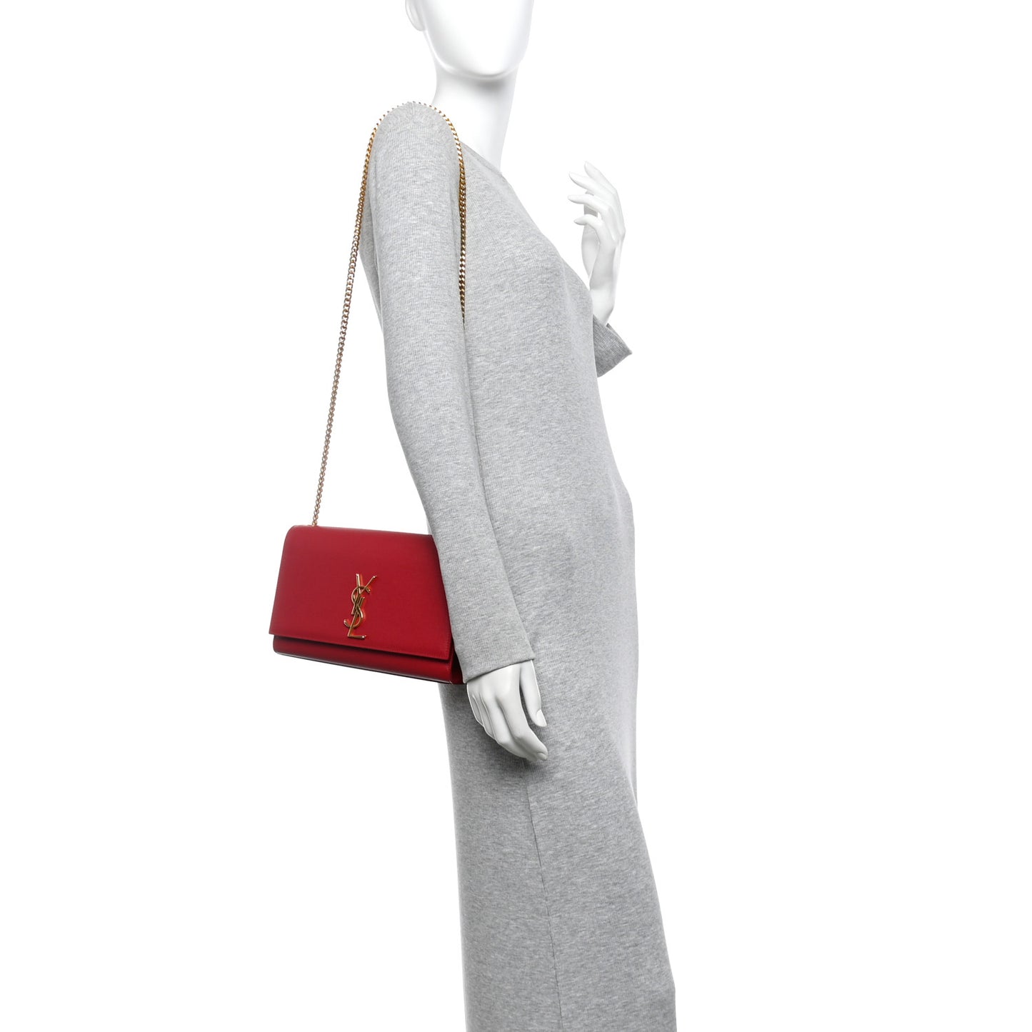 Grain De Poudre Medium Monogram Kate Satchel Red