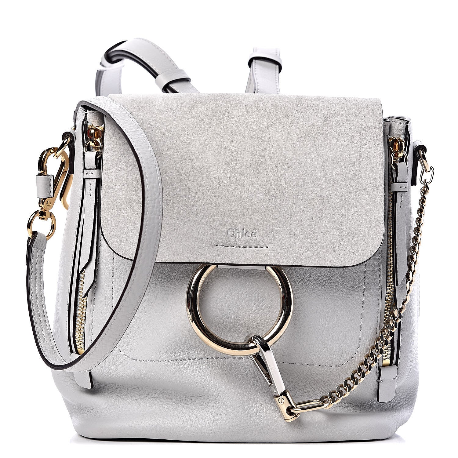 Chloe Suede Calfskin Small Faye Backpack Airy Grey 1 of 9