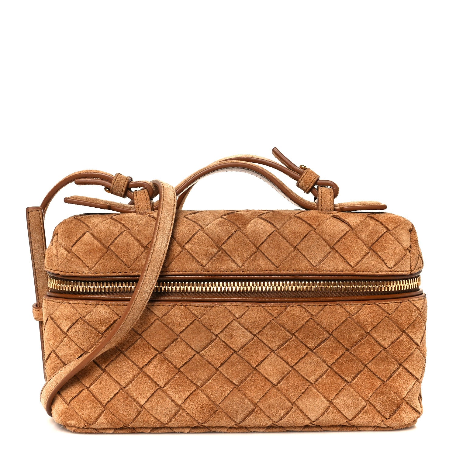 Bottega Veneta Suede Intrecciato Bang Bang Vanity Case Amber 1 of 11