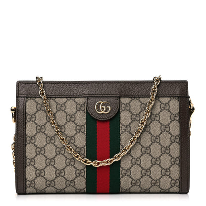 Gucci GG Supreme Monogram Web Small Ophidia Chain Shoulder Bag Brown 1 of 11