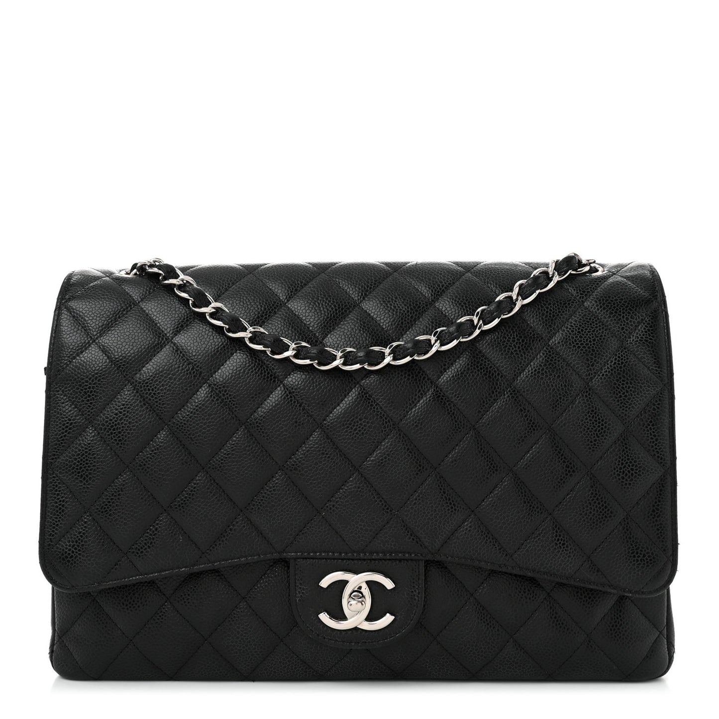 Caviar Quilted Maxi Double Flap Black