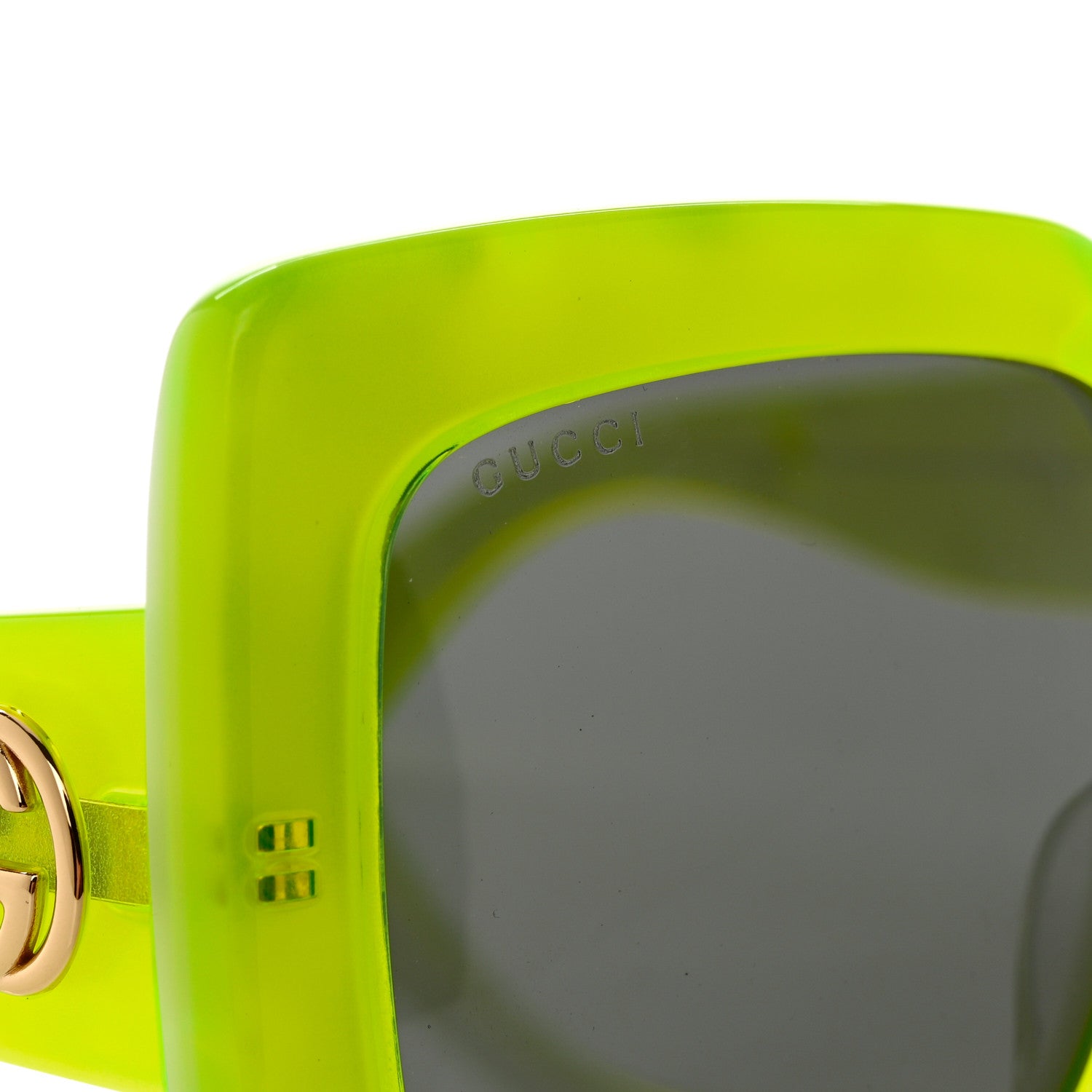 Gucci Acetate Square Frame Sunglasses GG0083S Neon Green 7 of 9
