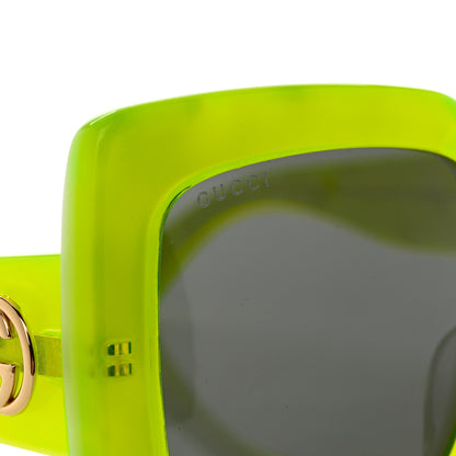 Gucci Acetate Square Frame Sunglasses GG0083S Neon Green 7 of 9