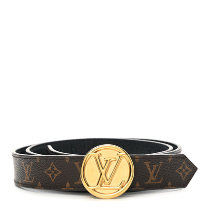 Louis Vuitton Calfskin Monogram 25mm LV Circle Reversible Belt 90 36 Black 1 of 5