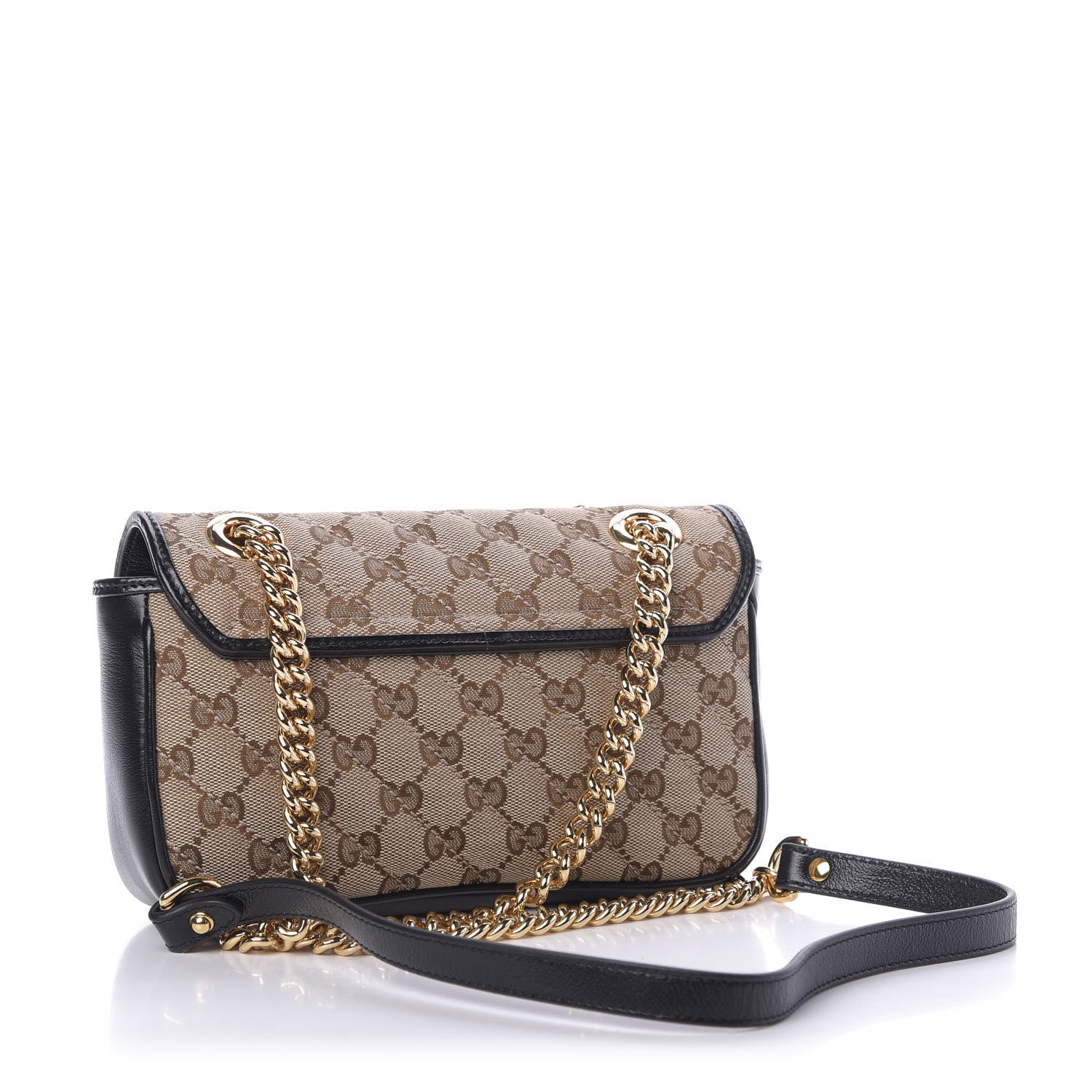 Gucci Monogram Matelasse Diagonal Mini GG Marmont Shoulder Bag Beige Black 3 of 9