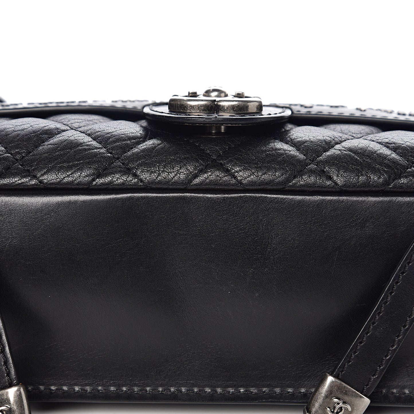 Studded Calfskin Lambskin Paris Dallas Flap Black