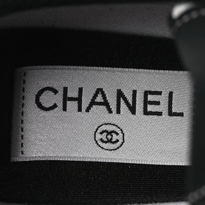 Chanel Mesh Suede Calfskin Grained Calfskin Womens CC Sneakers 37 White Black 11 of 13