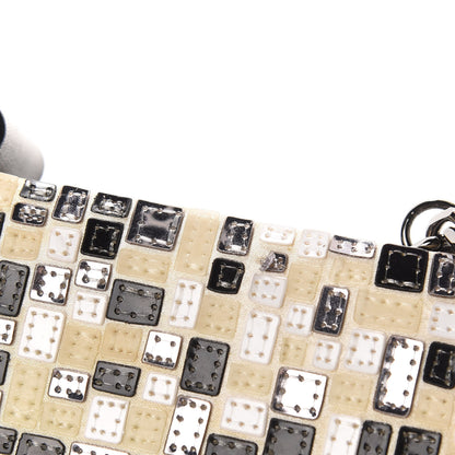 Christian Louboutin Satin Sequins Mosaique Cleo Clutch Black White 9 of 14